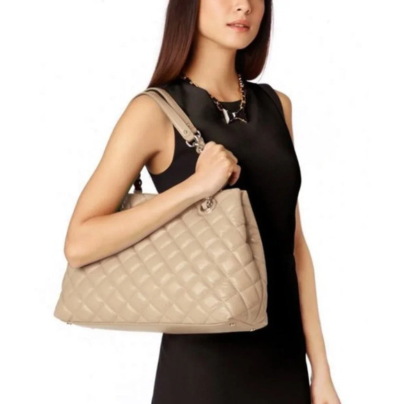 Kate Spade Camel Quilted Leather Gold Coast Maryanne Large Tote Cashew Tan - Picture 1 of 9